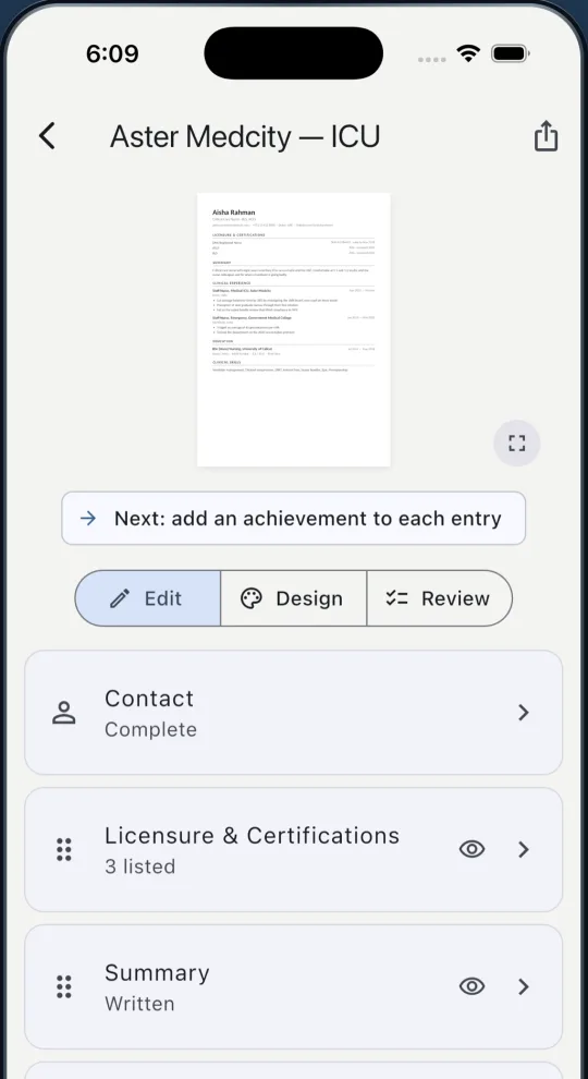 Dossier showing what applicant tracking software reads from a resume